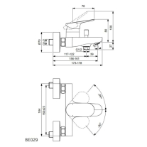  Baterie cadă-duș Ideal Standard, Ceralife O cu divertor automat, crom